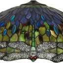 20-Inch Tiffany Style Dragonfly Lamp Shade Replacement Only, Stained Glass Lampshade Retro Handmade Lampshades Accessories Fit for Table lamp Pendant Lights Floor Lamps,A, 20 inches x 9.4 inches