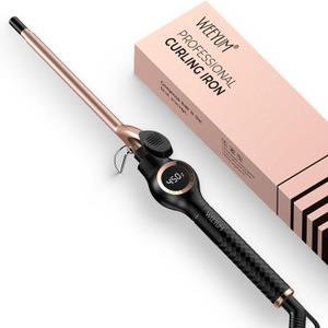 Small Curling Iron 3/8 Inch Barrel, Tiny Curling Wand for Short Hair, 9mm Thin Curling Iron Ceramic Tourmaline