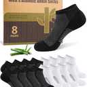 Ankle Socks for Men, Bamboo Socks Running Athletic Cushioned Moisture Wicking Low Cut Reinforced, 8 Pairs M