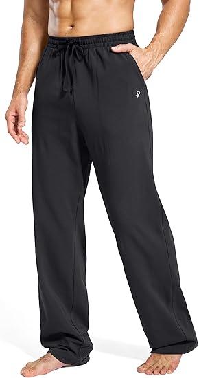 Pudolla Men's Tall Sweatpants Long Inseam Cotton Yoga Pants Athletic Lounge Casual Pants for Men with Pockets,  34" Inseam, X-Large, Black