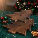 Amyhill Wood 2-tiered Christmas Tree Tray Cupcake Stand Dessert Display Holiday Serving Platters Xmas Wooden Charcuterie Board for Snacks Food Fruit Appetizers Desserts Cookies (Dark Brown)