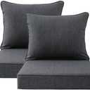 Unimatta Outdoor Patio Chair Cushions Set, 24" x 24", Set of 2, Water-Repellent, Fade Resistant, Deep Seat Bottom and Back Cushion for Backyard, Couch, Sofa and Patio Furniture, Charcoal