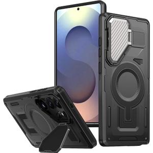 Armor Magnetic for Samsung Galaxy S25 Ultra Case (6.9") Compatible with MagSafe, with Versatile Camera Cover Kickstand, Military-Grade Protection, Anti-Fingerprint, Durable, Black