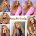 LOIUMGUU Honey Blonde Human Hair Bundles Color #27 Water Wave Bundles Uprocessed Brazilian Virgin Remy Hair Extensions 18 20 22 Inch Double Weft Blonde Water Wave Hair Weave