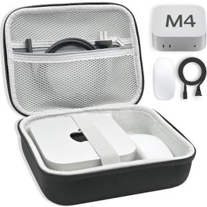TOPMELON Travel Case for Apple Mac mini M4/M4 Pro, with Magic Mouse and Power Line Compartments - Portable Mac mini M4 Case for Business Travel, Mobile Office, Move House (Black)