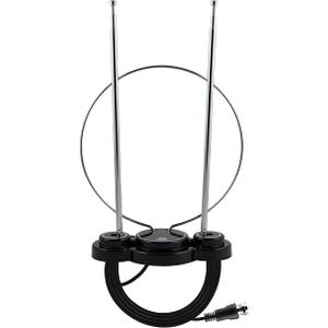 GE Traditional Rabbit Ear HD Digital TV Antenna, Long Range Smart TV Antenna, Extendable 15in Rabbit Ear Dipoles and Ciruclar Loop, Supports 4K 1080P HD Smart TV VHF UHF, Compact Design, 33676