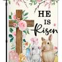 Easter Garden Flags for Outside 12x18 Inch Double Sided He Is Risen Garden Flag Easter Bunny Garden Flag for Outdoor Indoor House Lawn Sign Decor