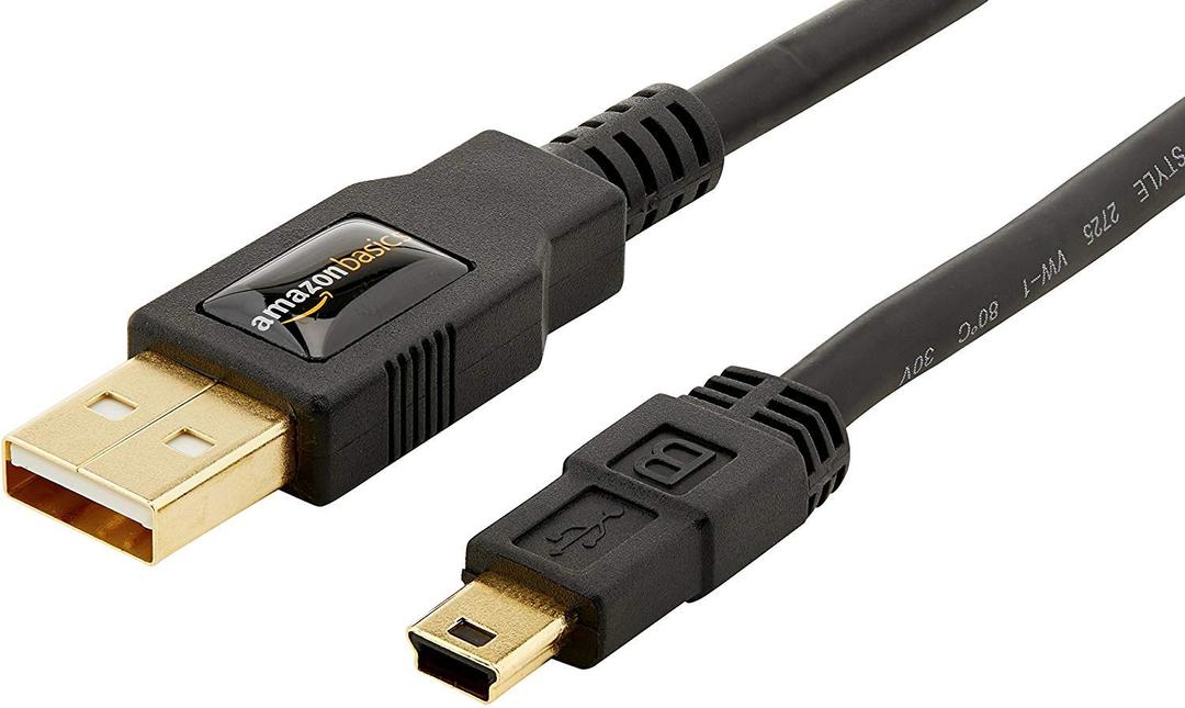 Amazon Basics USB-A to Mini USB 2.0 Cable, 480Mbps Transfer Speed with Gold-Plated Plugs, 3 Foot, Black