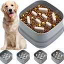Slow Feeder Dog Bowls for Large Breed, Adjustable Dog Cat Puzzle Slow Feeder Bowl, Slow Eating Maze Dog Puppy Food Dish for Small Medium Large Size Pet, One Size Gray