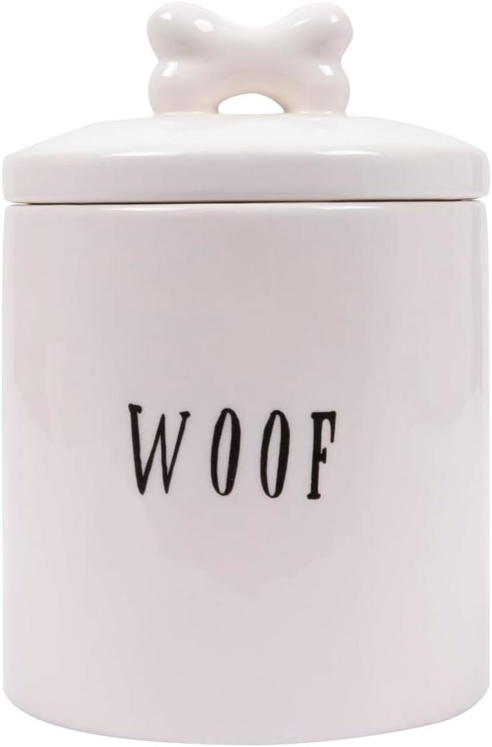 Creative Co-Op Woof Jar with Bone Handle on Lid (6" Round x 8.5" Tall)