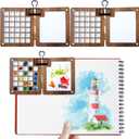 2 Pcs Portable Watercolor Palette with Clips 29 Grids Travel Watercolor Palette Walnut Wood Paint Palette Wooden Mini Paint Tray Box for Artists Outdoors Travel Sketchbook Gouache Painting Kit