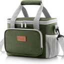 Lifewit Medium Lunch Bag Insulated Lunch Box Soft Cooler Cooling Tote for Adult Men Women, Gray and Green 12-Can (9L)