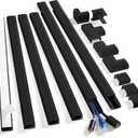 ZhiYo Cord Cover Wall Kit, 94.5in Cord Hider Wall Mounted TV, Self-Adhesive Wire Covers for Cords, Paintable Wire Hiders Cable Raceway Kit, Cable Concealer, 6 x L15.7in W0.98 H0.5in, Black