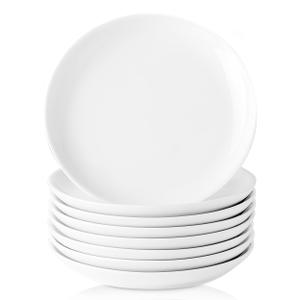 XINLTC 8 Pack Ceramic Appetizer & Dessert Plates, 7 inch White Square Dinner/Salad Plates for Snacks, Side Dishes, Casual Hosting, Dishwasher & Microwave Safe