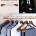 HOUSE DAY 19'' Extra Wide Shoulder Wooden Hangers 6 Pack, Premium Large Wood Suit Hangers with Non Slip Pant Holder, Wide Shoulder Hangers for Suits, Coats, Jackets, Heavy Wide Clothes Hanger, Walnut