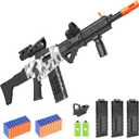 Realistic Toy Gun for Nerf Guns Darts, Foam Blaster - with Scope 100 Soft Bullets 3 Magazines, Semi-Auto Sniper Rifle Electric Machine Guns for Boys 8-12 Age, Birthday Gifts for Kids and Adults