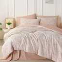 PERFEMET Blush Pink Twin Comforter Set, 5 Pieces Cute Bow Jacquard Girls Bedding Twin Bed in a Bag, Soft All Season Vintage Embossed Bowknot Bedding Comforter Set Boho Bedroom Sets, Twin-5Pcs