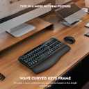 Wireless Keyboard and Mouse Combo, Wave Keys Full-Sized Ergonomic Keyboard with Cushioned Plam Rest, Phone Holder, Comfortable Natural Typing, 2.4G Cordless Set for Computer, Laptop, PC, Mac, Windows