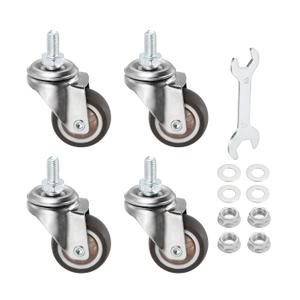 PATIKIL 1.5 Inch Stem Casters, 4 Pack Low Profile TPR Threaded Swivel Caster Wheel 360 Degree Rotation M8 x 15mm Total Load 165 Lbs for Rolling Cart Dolly Furniture Replacement, Brown