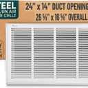 Fits 24x14 Duct Opening | Steel Return Air Filter Grille by Handua [Removable Door] for 1-inch Filters | Vent Cover Grill | White | Easy-to-Use Plastic Latches | Outer Dimensions: 26 5/8"W X 16 5/8"H
