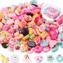 200 Pieces Charms Cute Set Mixed Candy Sweets Resin Flatback Beads with Box for DIY Craft Making and Ornament Scrapbooking