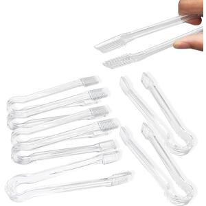 8 Pcs Plastic Buffet Serving Tongs, Clear Kitchen Tongs 6.3 Inch Small Ice Tongs for Tea and Coffee Party Catering Appetizers Salad Desserts Sandwich