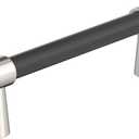 Amerock BP36858FBPN | Mergence 3-3/4 inch (96mm) Center-to-Center Matte Black/Polished Nickel Cabinet Pull | Kitchen Cabinet Hardware | Furniture Hardware | Drawer Handle