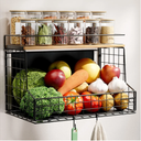 Magnetic Shelf for Fridge, Large Container Magnetic Spice Rack for Refrigerator, Fruit Potato and Onion Storage Bins, Magnetic Basket with Wood Lid, Kitchen Counter, Cabinet