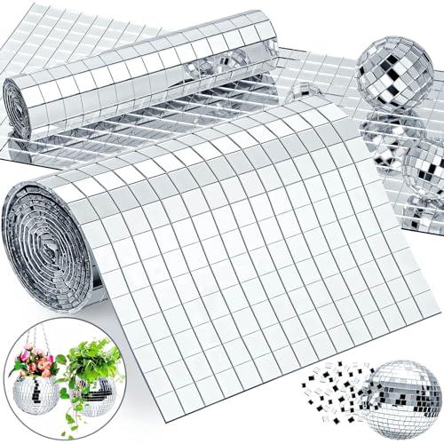 10x10mm Self Adhesive Tiles, 1350pcs Mirror Mosaic Tiles, Square Disco Mirror Tile, Disco 4D Ball Stickers for DIY Craft Party Decoration