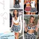 Avidlove Lingerie Set for Women 2 Piece Lingerie Sets with Plaid Mini Skirt Sexy Outfit (Medium, White)