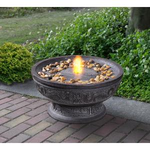 Outdoor Water Fountain with Led Light Decorative Pedestal Bowl Design with River Stones Home Decoration, Modern Garden Fountain for Patio Decor