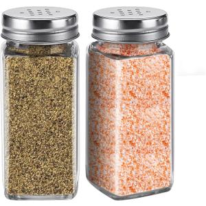 Glass Salt and Pepper Shakers Set Large,DWTS DANWEITESI Farmhouse Salt and Pepper Shakers Cute with Stainless Steel Lid-Large Spice Jars,Clear to Know When to Fill,Cute Farmhouse Kitchen