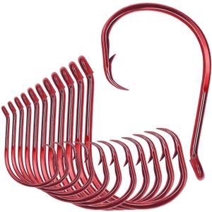 XFISHMAN Circle-Hooks-Fishing-Equipment-Octopus-Hooks-Saltwater-50 Pack #1 12/0 (Red)