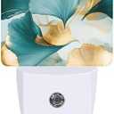 FOISIIAEA Night Light Green and Gold Ginkgo Leaves Night Lights Plug into Wall Smart Dusk to Dawn Sensor 0.5W Energy Efficient Led Lamp for Men Women Bedroom Bathroom Hallway Stairway Decor