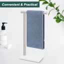 Hand Towel Holder, Hand Towel Stand for Bathroom with Marble Base, 304 Stainless Steel L Shape Hand Towel Rack Bar Standing for Vanity Kitchen Countertop, Brushed Nickel