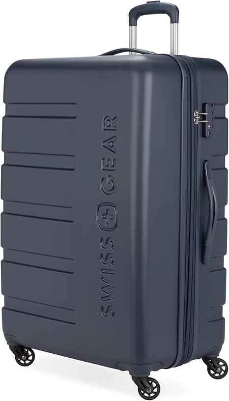 SwissGear 7366 Hardside Expandable Luggage with Spinner Wheels, Navy, Checked-Large 27-Inch