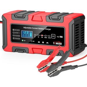 YONHAN Battery Charger 1A/5A/10A 12V/24V Adjustable Current LiFePO4 Car Battery Charger, Battery Maintainer Automatic Trickle Charger, Battery Desulfator w/Temp Compensation