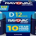 Rayovac High Energy D Batteries (12 Pack), Alkaline D Cell Batteries
