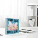 Easter Decor, Easter Decorations for Home, Farmhouse Bunny Kisses Wood Sign Decoration for Home Kitchen Living Room Bedroom Desk Shelf Table 5 X 5 Inch