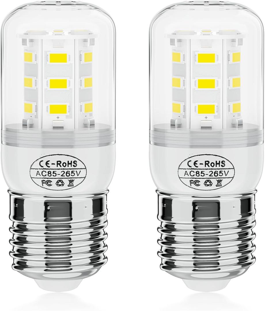 Upgraded KEI D34L Refrigerator Bulb 5304511738 LED Refrigerators Light Bulbs Fit for Frigidaire Kenmore, RefrigeratorS Light Bulb Replacement (3.5W 85V-265V E27 White Light)- 2 Packs