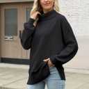 CiCiBird Women Oversized Turtleneck Sweater Fall Long Lantern Sleeve Knit Pullover 2025 Winter Fashion Jumper Top (Black, M)
