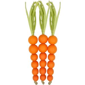 Beaded Carrot Spring Wood Tiered Tray Decorations Easter Beaded Garland Farmhouse Home Decors, 3 PCS