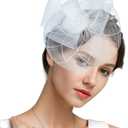 Dodheah Women's Fascinators Tea Party Hat Flower Headwear with Headband and Clip for Derby Wedding Church Cocktail (White)