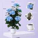 31" Large Artificial Blue Hydrangea Floor Plant, Realistic Faux Silk Floral Arrangement in Black Pot, UV Resistant Tall Outdoor Decorative Flowers for Porch, Patio, Office & Home Entrance