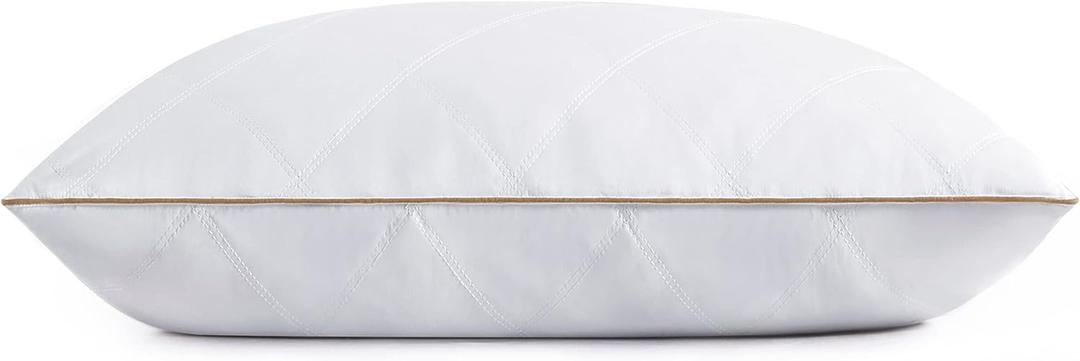 Puredown Goose Feathers and Down Pillow with Diamond Quilting with 100% Cotton Cover, Pack of 1, King Size (Classic White)