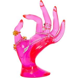 Hand Form Ring Holder Jewelry Display Organization Rack Bracelet Ring Watch Stand Support Aesthetic Decor Y2k Room Decor(Rose Red)