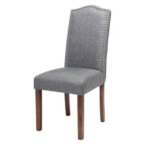 Stylish Upholstered Parsons Dining Chair Kitchen with Silver Nailhead Trim and Sturdy Solid Wood Legs 2 Pack