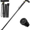 Walking Cane ANCKNE Cane for Woman | Lightweight, 5-Level Height Adjustable and Aluminum Folding Canes for Seniors | Ergonomic Wheeled Handle | Portable Walking Stick Collapsible Cane (Absolute Black)