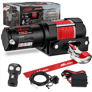 3500 lb Electric Winch for ATV UTV Trailer Boat Synthetic Rope Winch 12V DC Off Road Towing Winches with Wireless Remote Mounting Bracket