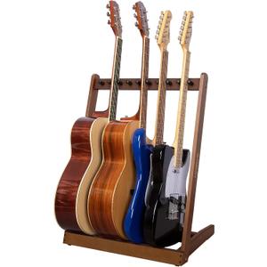 STRICH Guitar Stand for Multiple Guitars, Guitar Rack Hardwood for 3 Acoustic Guitars or 5 Electric Guitar, Padded Multi Guitar Stand for Home, Studio, SMT-10 (4-Holder)